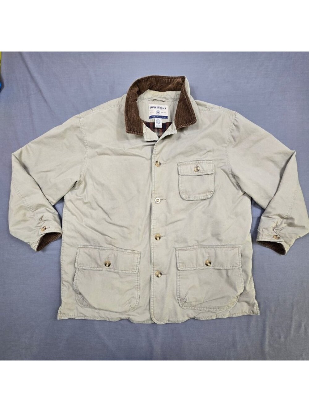 High Sierra Mens Large Beige Corduroy Collar Work Jacket Shacket Barn Coat